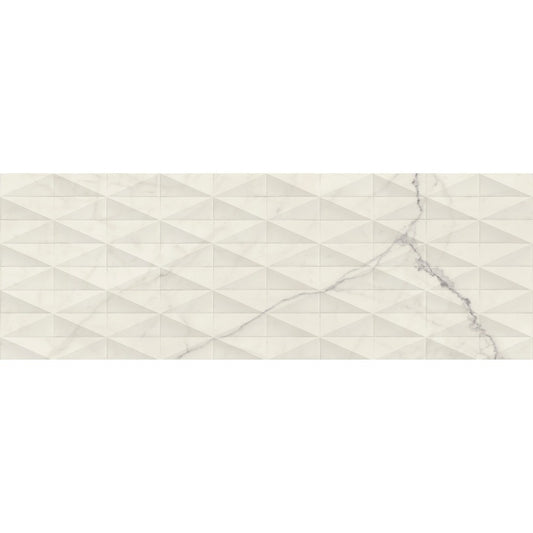 Faianta baie / bucatarie rectificata alba 40x120 cm, Marazzi Allmarble Wall Statuario Lux Struttura Pave 3D