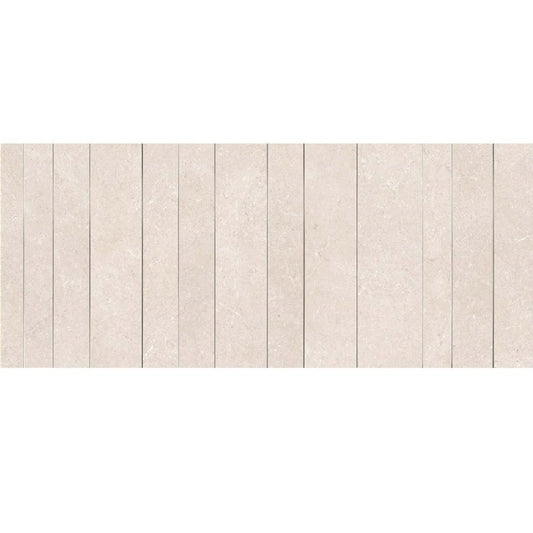 Mozaic 60x180 cm, Marazzi Magnifica Limestone Sand Strip Metal Insert