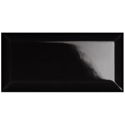 Faianta baie / bucatarie neagra lucioasa 7.5x15 cm, Marazzi Hello Diamantato Lux Black