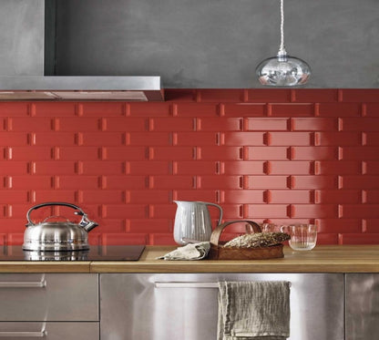 Faianta baie / bucatarie rosie lucioasa 7.5x15 cm, Marazzi Hello Diamantato Lux Red