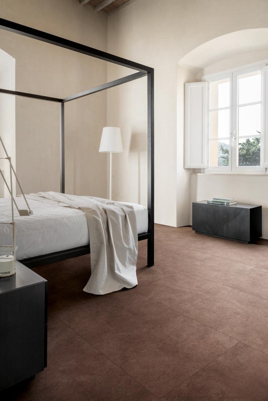 Gresie exterior portelanata rectificata maro 75x75 cm, Marazzi Terratech Strutturato Vinaccia