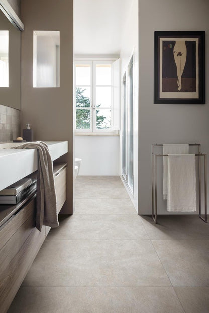 Gresie exterior portelanata rectificata gri 75x75 cm, Marazzi Terratech Strutturato Polvere