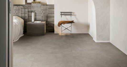Gresie exterior portelanata rectificata gri 75x75 cm, Marazzi Terratech Strutturato Salvia