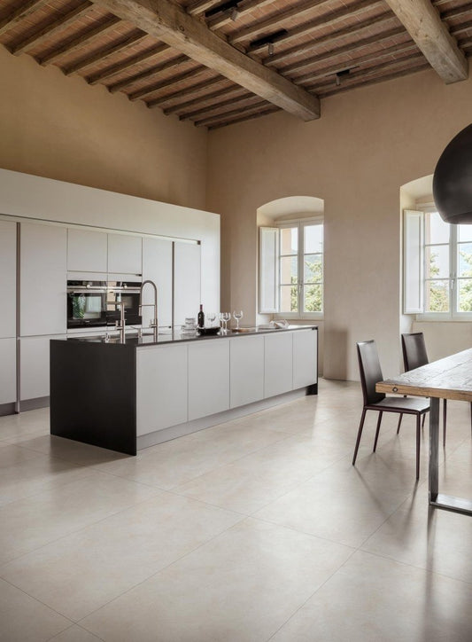 Gresie exterior portelanata rectificata crem 30x60 cm, Marazzi Terratech Strutturato Avorio