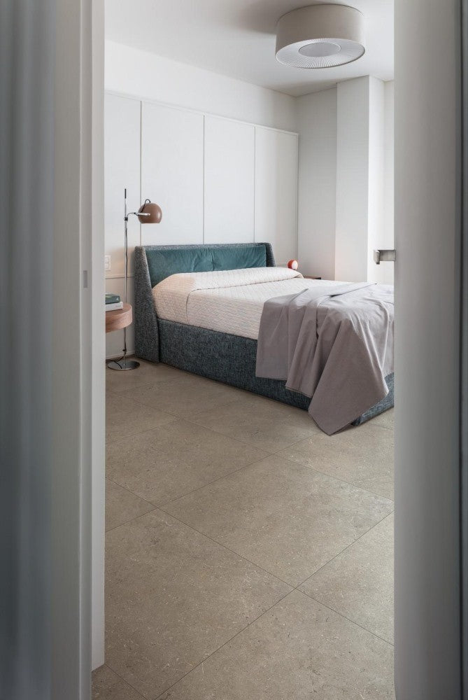 Gresie exterior / interior portelanata rectificata gri 120x120 cm, Marazzi Mystone Limestone Taupe