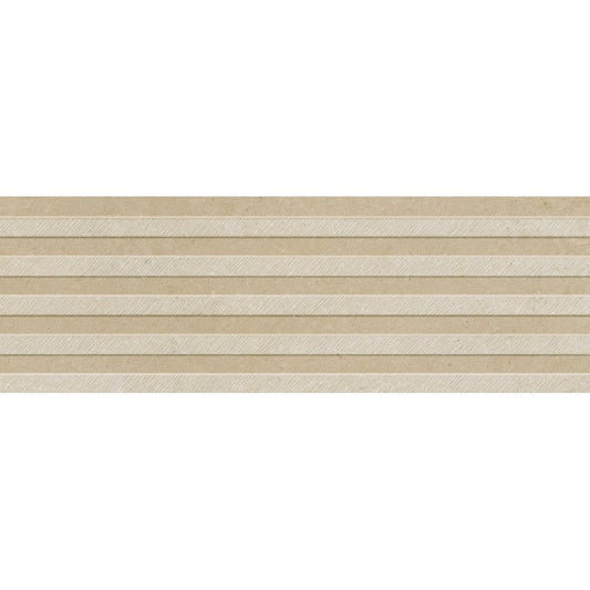 Faianta baie / bucatarie rectificata bej/crem 30x90 cm, Marazzi Puro Caracter Wall Wall Greige Struttura Waltone 3D