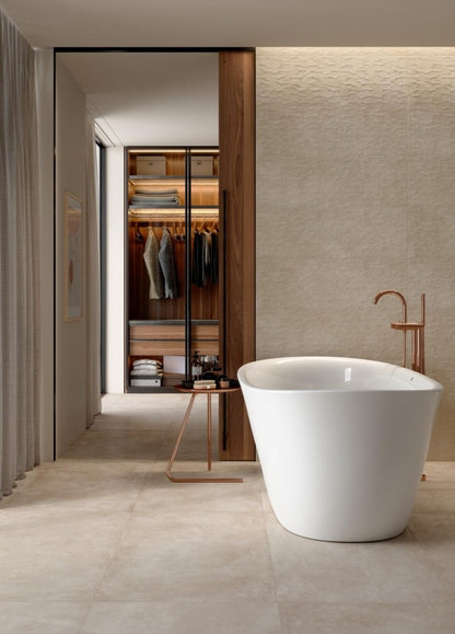 Faianta baie / bucatarie rectificata bej 30x90 cm, Marazzi Puro Plaza Wall Beige Struttura Range 3D