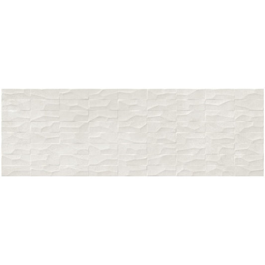 Faianta baie / bucatarie rectificata alba 30x90 cm, Marazzi Puro Plaza Wall White Struttura Range 3D