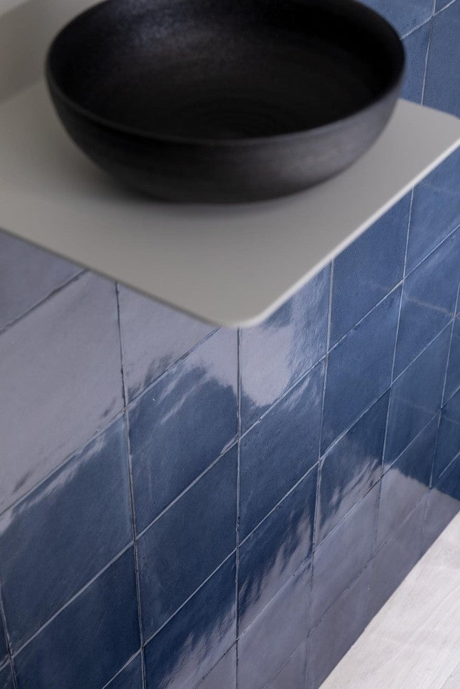 Gresie interior portelanata albastra 15x15 cm, Marazzi Rice Blu Lux