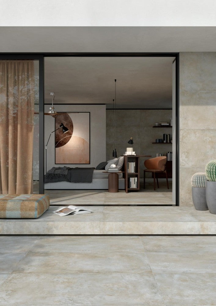 Gresie interior portelanata rectificata bej/gri 60x120 cm, Marazzi Puro Plaza Multicolor