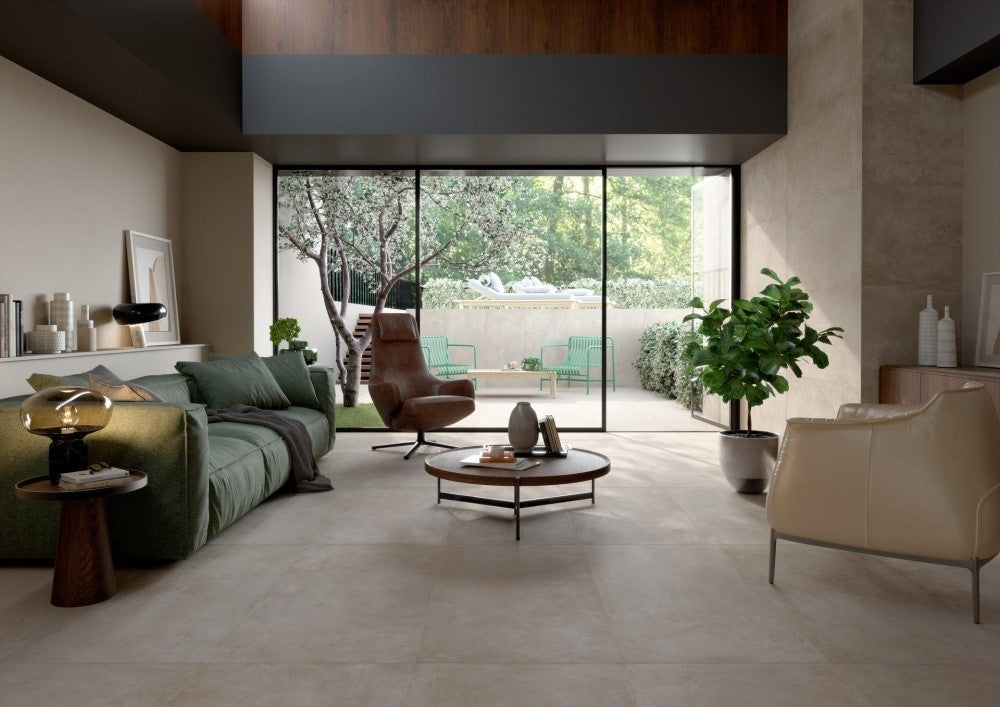 Gresie exterior portelanata rectificata bej 60x120 cm, Marazzi Puro Plaza Beige Strutturato