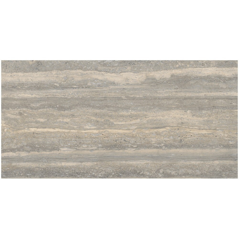 Gresie interior portelanata rectificata gri 60x120 cm, Marazzi Mystone Travertino Silver