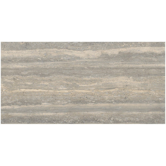 Gresie interior portelanata rectificata gri 60x120 cm, Marazzi Mystone Travertino Silver