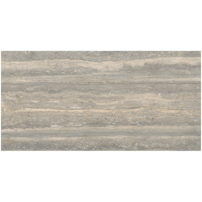 Gresie interior portelanata rectificata gri 60x120 cm, Marazzi Mystone Travertino Silver Lux