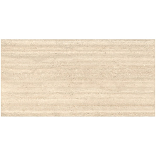 Faianta baie / bucatarie rectificata crem 60x120 cm, Marazzi Mystone Travertino Classico Struttura Scalpello 3D