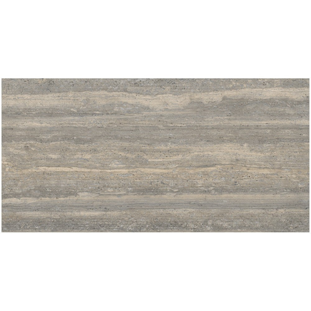 Faianta baie / bucatarie rectificata gri 60x120 cm, Marazzi Mystone Travertino Silver Struttura Scalpello 3D