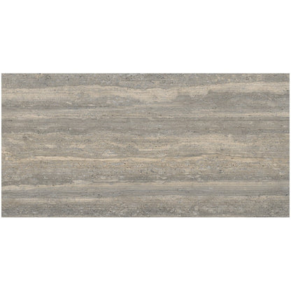 Faianta baie / bucatarie rectificata gri 60x120 cm, Marazzi Mystone Travertino Silver Struttura Scalpello 3D