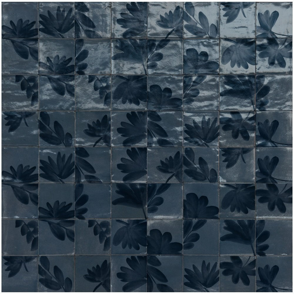 Decor interior albastru 15x15 cm, Marazzi Rice Blu Blossom Lux