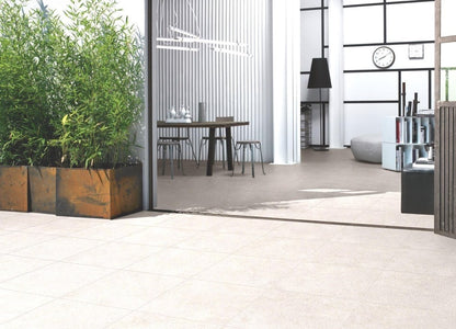 Gresie exterior portelanata rectificata alba 60x60 cm, Marazzi Work White Strutturato
