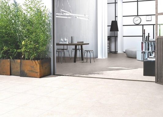 Gresie exterior portelanata rectificata alba 60x60 cm, Marazzi Work White Strutturato