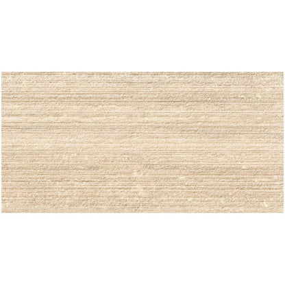 Faianta baie / bucatarie rectificata crem 30x60 cm, Marazzi Mystone Travertino Classico Struttura Righe 3D
