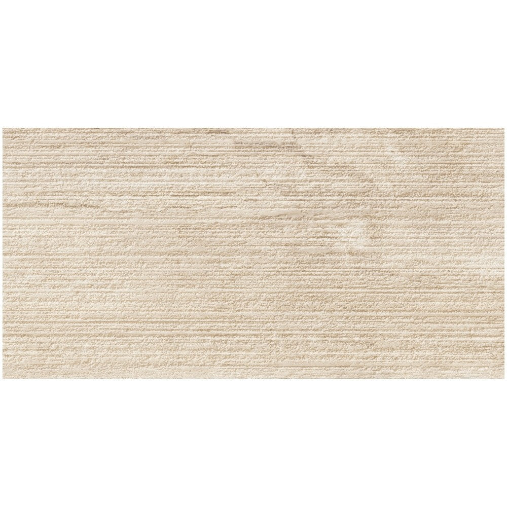 Faianta baie / bucatarie rectificata crem 30x60 cm, Marazzi Mystone Travertino Navona Struttura Righe 3D