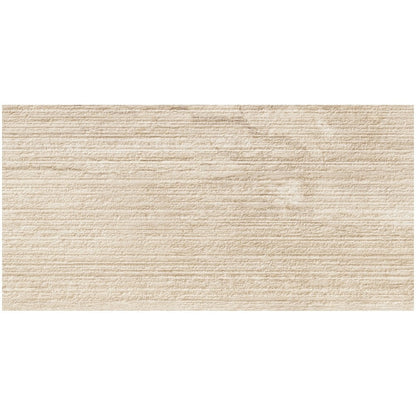 Faianta baie / bucatarie rectificata crem 30x60 cm, Marazzi Mystone Travertino Navona Struttura Righe 3D