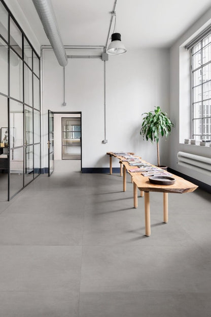 Gresie interior portelanata rectificata gri 120x120 cm, Marazzi Cementum Nickel