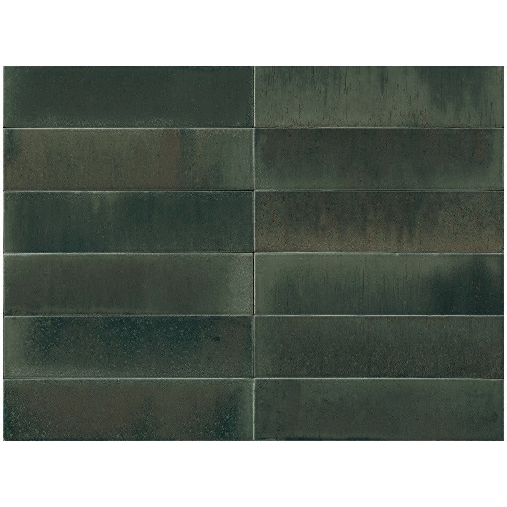 Gresie interior portelanata verde 6x24 cm, Marazzi Lume Forest Lux