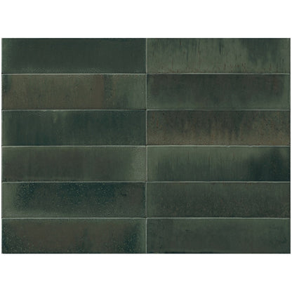 Gresie interior portelanata verde 6x24 cm, Marazzi Lume Forest Lux