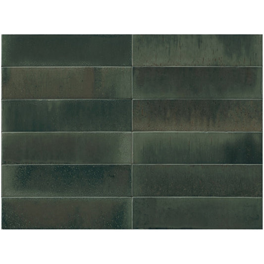 Gresie interior portelanata verde 6x24 cm, Marazzi Lume Forest Lux