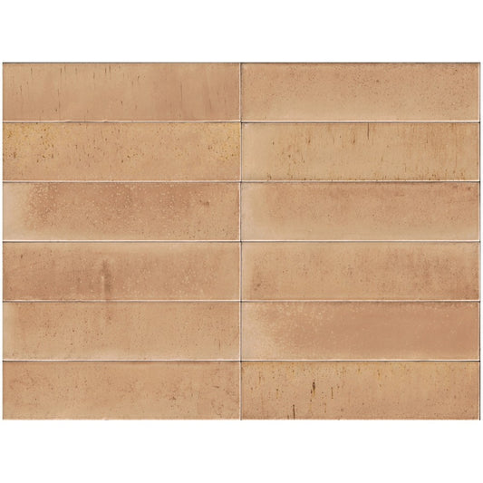 Gresie interior portelanata bej 6x24 cm, Marazzi Lume Pink Lux