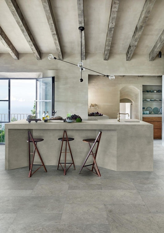Gresie interior portelanata rectificata gri 30x60 cm, Marazzi Uniche Avignone