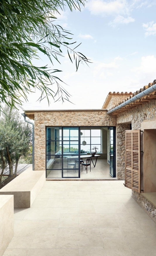 Gresie exterior portelanata rectificata alba 30x60 cm, Marazzi Uniche Ostuni Strutturato