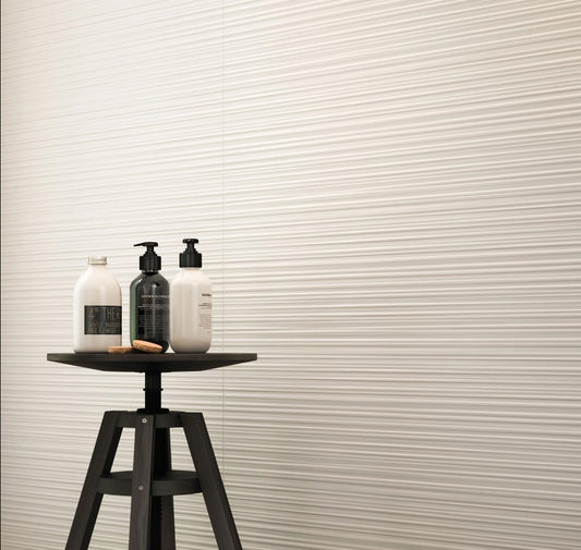 Faianta baie / bucatarie alba 25x76 cm, Marazzi Absolute White Struttura Fiber 3D Satinato