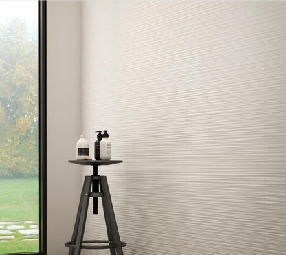 Faianta baie / bucatarie alba 25x76 cm, Marazzi Absolute White Struttura Fiber 3D Satinato