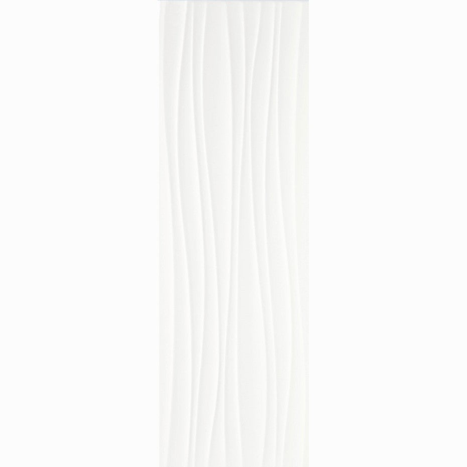 Faianta baie / bucatarie alba 25x76 cm, Marazzi Absolute White Struttura Twist 3D Lux