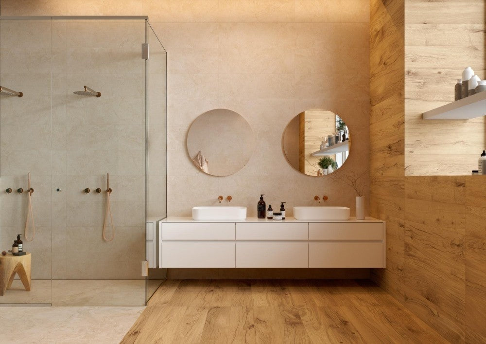 Gresie exterior / interior portelanata rectificata bej 60x120 cm, Marazzi Puro Alba Arena