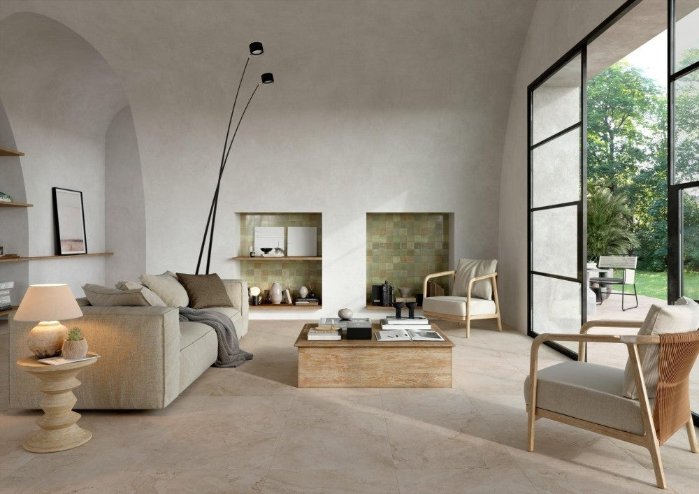 Gresie exterior / interior portelanata rectificata bej 60x120 cm, Marazzi Puro Alba Arena