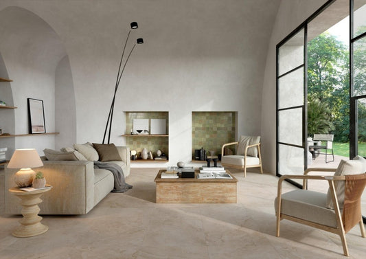 Gresie exterior / interior portelanata rectificata bej 60x120 cm, Marazzi Puro Alba Arena
