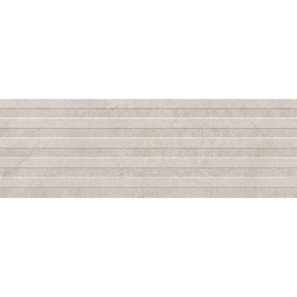 Faianta baie / bucatarie rectificata gri 30x90 cm, Marazzi Puro Alba Wall Greige Struttura Waltone 3D