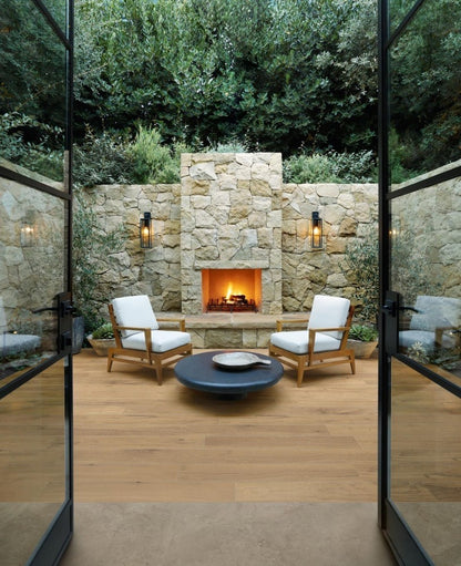 Gresie exterior / interior portelanata rectificata crem 20x120 cm, Marazzi Puro Alba Roble
