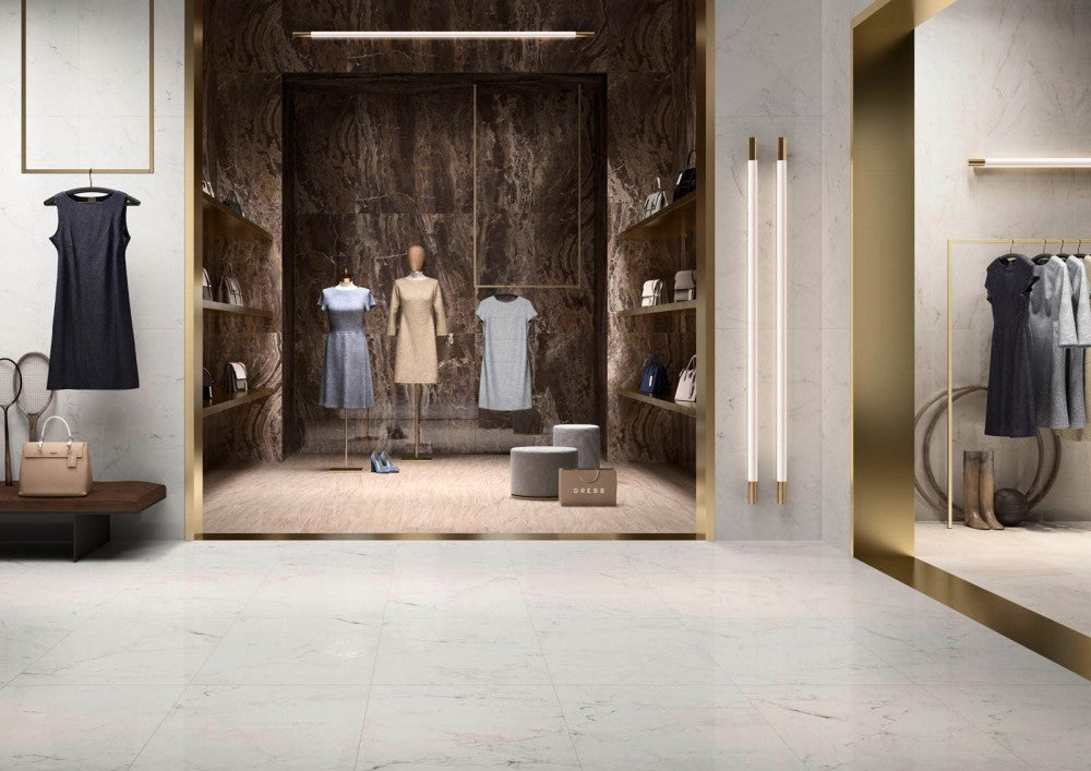 Gresie exterior / interior portelanata rectificata alba 60x60 cm, Marazzi Allmarble Altissimo