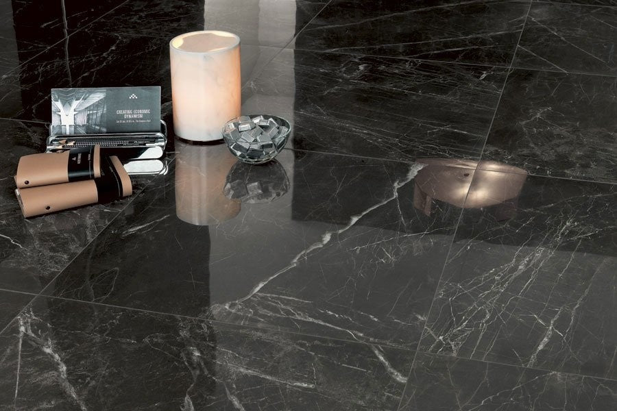 Gresie exterior / interior portelanata rectificata neagra 60x60 cm, Marazzi Allmarble Elegant Black Lux