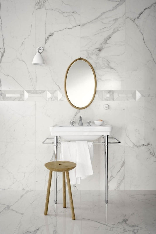 Gresie exterior / interior portelanata rectificata alba 60x60 cm, Marazzi Allmarble Calacatta Extra
