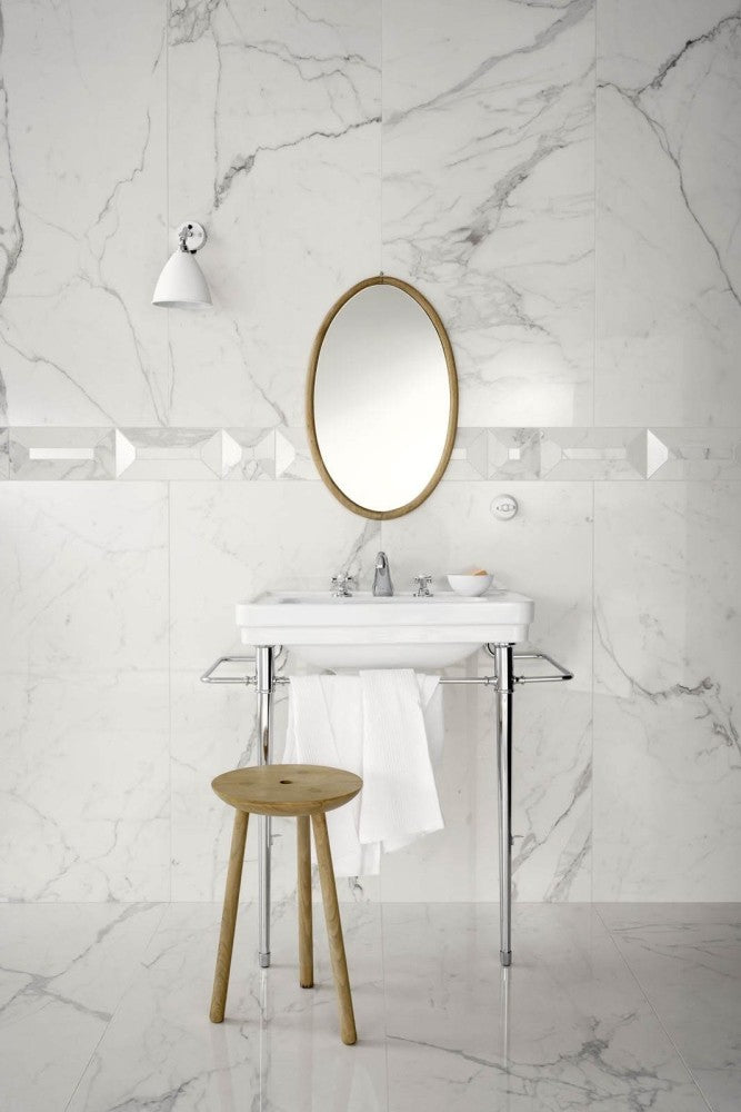 Gresie exterior / interior portelanata rectificata alba 60x60 cm, Marazzi Allmarble Calacatta Extra Lux