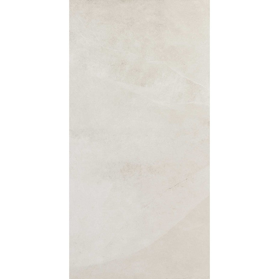 Gresie exterior portelanata rectificata alba 75x150 cm, Marazzi Mystone Ardesia Bianco Strutturato