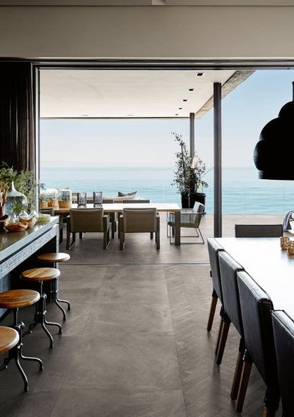 Gresie exterior portelanata rectificata antracit 75x150 cm, Marazzi Mystone Ardesia Antracite Strutturato