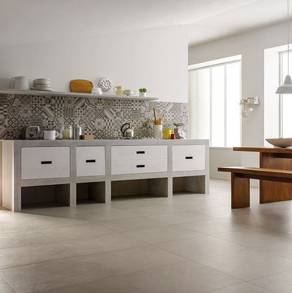 Gresie interior portelanata rectificata bej 30x60 cm, Marazzi Block Greige