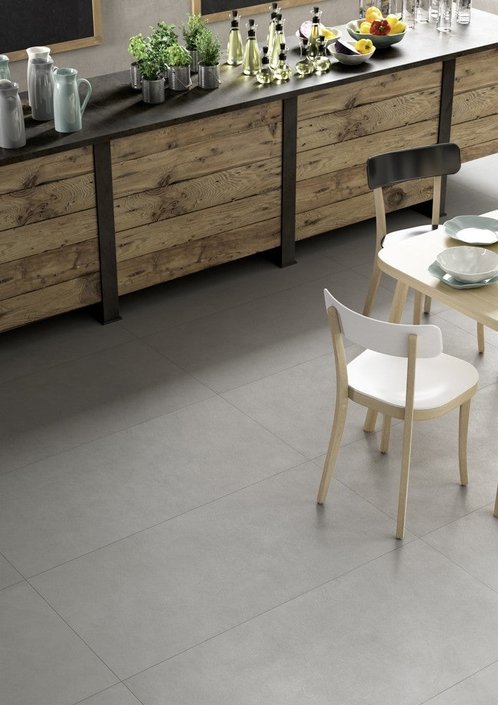 Gresie exterior / interior portelanata rectificata gri 60x120 cm, Marazzi Block Silver